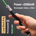 Handheld black metal rechargeable green laser pointer with 532nm beam for office and teaching - Long Style / Black / Rechargeable / Green