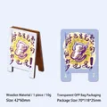 Cute wooden photo holder with sleeping cat illustration for desktop decor - Free Dreams
