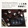 Vintage Moon Phase Wooden Stamp Set with 8 round lunar cycle designs for DIY journaling - Shan Yue Bu Zhi Collection (Set of 8)