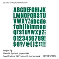 Autocollants de lettres et chiffres vert foncé en papier adhésif synthétique lisse - Vert clair