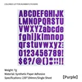 Creatieve paarse alfanumerieke stickerset voor telefoonhoesjes en plakboekdecoratie - Paars