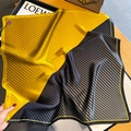 Elegante foulard quadrato in seta con motivo a righe gialle e nere diagonali - Nero e Giallo (ZC-248) / 65*65cm
