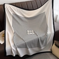 Grande sciarpa quadrata di seta 90cm con linee geometriche nere su fondo crema - 90*90cm / Bianco