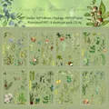 Wasserdichte PET-Sticker Set mit grünen Waldpflanzen für DIY-Scrapbooking-Alben - Lied der Grünen Blätter
