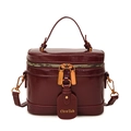 Vintage Box-Tasche in Burgunderrot aus Glanzleder mit goldener Hardware und Griff - Burgunderrot