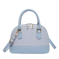 Light blue shell-shaped handbag in woven textured fabric with detachable crossbody strap - Blue