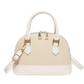 Women's shell-shaped crossbody bag in cream woven fabric and white leather trim - Off White