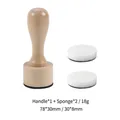 Wooden sponge dauber set with ergonomic handle and two round white blending sponges - Natural Handle + 2 Flat Sponges / Natural Wood Color