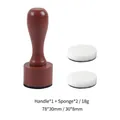 DIY wood handle sponge applicator set with 1 handle and 2 white sponges 30mm - Retro Handle + 2 Flat Sponges / Antique Silver