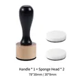 Ink blending tool kit with wooden handle and two round sponge applicators for DIY crafts - Black Handle + 2 Flat Sponges / Black