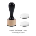 DIY sponge dauber tool set with wooden handle and two white blending pads - Round Flat Top Stamp Tool / Handle x1 + Sponge x2 / Black