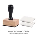 DIY craft sponge stamper set with wooden handle and two replaceable foam pads - Square Black Handle + 2 Flat Sponges / Black