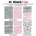Autocollants PET mignons lettres 3D noir et rose pour journaux intimes DIY et scrapbooking - Noir + Rose (6 Feuilles)