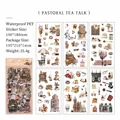 Vintage PET Sticker Set Pastoral Tea Talk wasserfest mit 6 dekorativen Blumenbögen - Pastorales Teegespräch