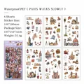 Vintage PET-Sticker Paris-Thema für DIY-Tagebücher, wasserfestes 6er-Set - Pariser Spaziergang