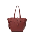 Borsa tote rosso scuro in pelle martellata con fibbia elegante e dettagli con coulisse - Rosso