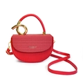 Rote Satteltasche für Damen mit Webstruktur und goldenen Spiral-Metallbeschlägen - Rot