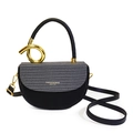Kontrast-Satteltasche in Schwarz und Grau mit goldenem Knotengriff-Detail - Schwarz