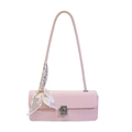 Bolso baguette rosa de piel sintética con hebilla de strass y detalle de pañuelo de seda - Rosa