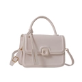 Bolso bandolera minimalista rosa claro de piel sintética con hebilla cuadrada - Blanco