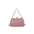 Pink evening clutch bag with sequins, gold frame, and pearl clasp for elegant banquet style - Purple Pink
