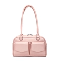 Minimalistische rosa Unterarmtasche mit Doppeltaschen und glänzendem Finish - Rosa