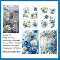 Set di adesivi PET Rosa Blu d'Estate con stampa oro per decorazione di diari - Rosa Blu di Mezza Estate