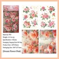 Adesivi floreali in PET rosa con dettagli in oro per decorazione di diari fai-da-te - Sogno d'Amore Rosa