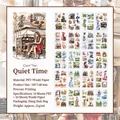 Set di 20 adesivi PET e Washi vintage Quiet Time con disegni retrò fatti a mano - Tempo Calmo
