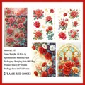 Waterproof gold foil rose PET sticker set with four vintage floral design sheets - Flame Red Rose