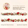 Nastro decorativo in PET floreale 'Fioritura Colorata' con motivi di fiori vintage rossi e bianchi - Fioritura Colorata