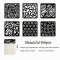 6-teiliges PET-Malschablonen-Set mit floralen und geometrischen Vintage-Mustern - Streifen