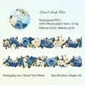 Nastro decorativo in PET con fiori blu profondo e rose bianche per diario e fai da te - Blu Profondo Silenzioso