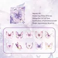 Purple laser gold foil butterfly PET stickers for journaling, 20 pieces waterproof set - Purple Dream Shadow