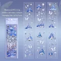 Adesivi PET impermeabili blu inchiostro con castello e farfalla, set da 6 fogli - Terra di Molan