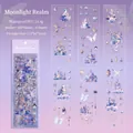 Adesivi laser PET tema Moonlight Land con 6 fogli per decorazione di scrapbooking - Terra al Chiaro di Luna