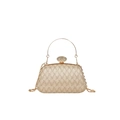 Funkelnde goldene Abendtasche mit Kristallverschluss und abnehmbarer Metallkette - Gold