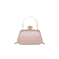 Champagner-pinke Glitzer-Clutch mit goldenem Griff und funkelndem Strassverschluss - Hellrosa