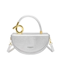 Sac demi-lune argenté avec poignée à nœud doré et bandoulière réglable pour femmes - Argent
