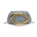Haze blue marbled leather box bag with golden C-handle and delicate metal chain - Blue