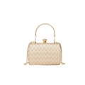 Elegant gold chain clutch bag with shimmering geometric texture and crystal clasp - Gold
