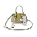 Borsa a mano vintage beige monogram a conchiglia con finiture bianche e dettagli dorati - Cachi e Bianco Riso (Piccolo)