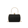 Black evening clutch bag with sequins, gold ring handle and chain strap - Black