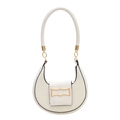 Borsa a mezzaluna bianca chic in pelle goffrata coccodrillo con fibbia dorata - Bianco