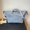 Bolsa de viaje azul grisáceo claro de nailon con asas y correa de hombro ajustable - Azul