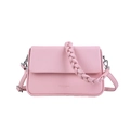 Sac bandoulière rose en cuir avec poignée tressée et bandoulière réglable sur fond blanc - Rose
