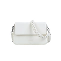 Borsa a scatola bianca classica in pelle con tracolla intrecciata e dettagli argento - Bianco