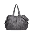 Grande borsa tote grigio scuro con texture vintage e tracolla lunga regolabile - grigio scuro