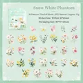 Snowy Phantom floral butterfly PET stickers for DIY journaling, 60 pieces in white and purple - Snow White Phantom