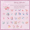 Floral butterfly PET sticker set with 60 pieces in watercolor spring style pink and purple - Spring Picture